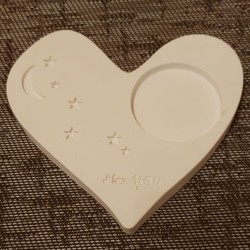 Teelichthalter Home-Deco Handmade Herz mit Sterne Farbe: Weiß