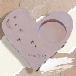 Teelichthalter Home-Deco Handmade Herz mit Sterne Farbe: Altrosa