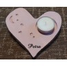 Mit Namen oder Text Signatur, Teelichthalter Home-Deco Handmade Herz mit Sterne Farbe: Altrosa