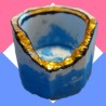 Teelichthalter Home-Deco Handmade Farbe: Blau - Weiß & Goldrand