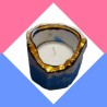Teelichthalter Home-Deco Handmade Farbe: Blau - Weiß & Goldrand